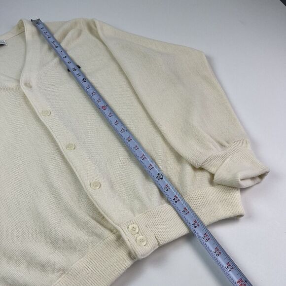 IZOD vintage Cardigan Sweater Mens M Ivory Y2K Oversized Grandpa Preppy Academia - Picture 6 of 13